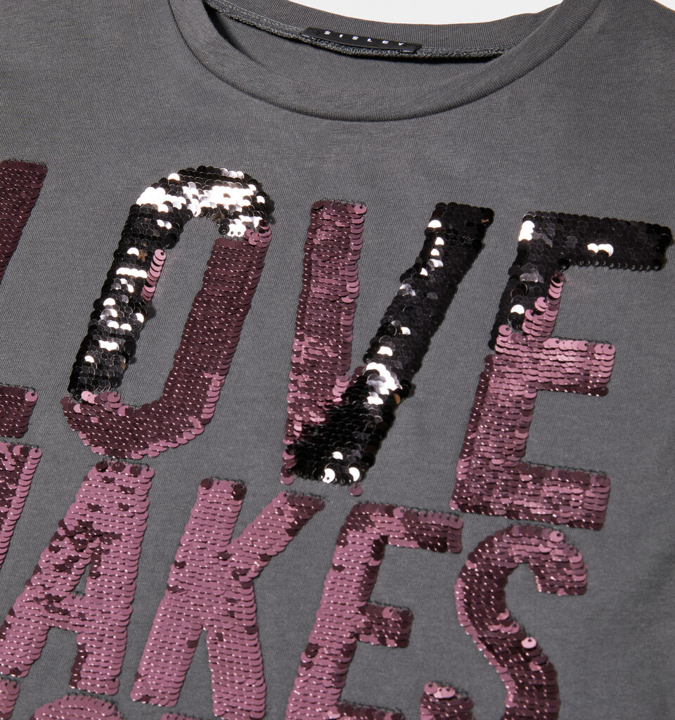 T-shirt with flip-up sequins - girls' short sleeve t-shirts - Dark Gray | Sisley Young image number 3